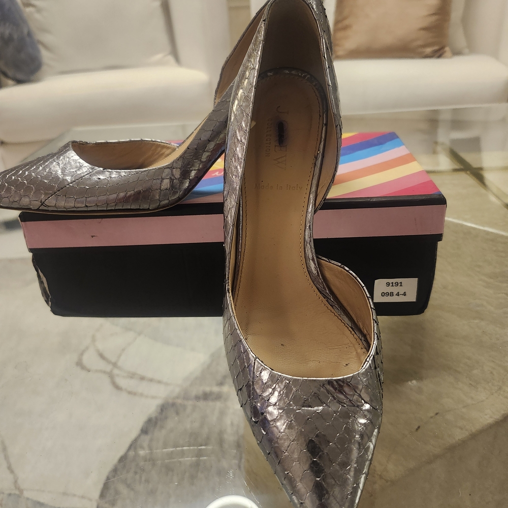 J. Crew Metallic Snakeskin Heels